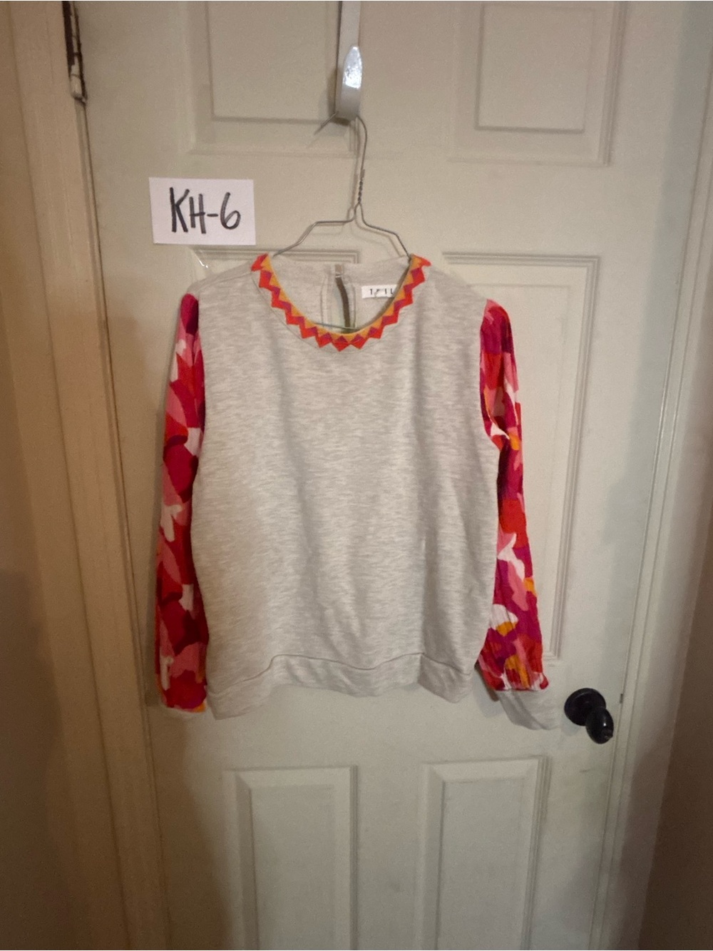 THML Cream Pullover with Pink, Red and Yellow Trim